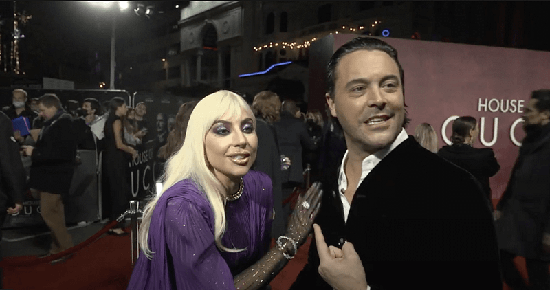 Jack Huston Interviews at the HOUSE OF GUCCI Premiere